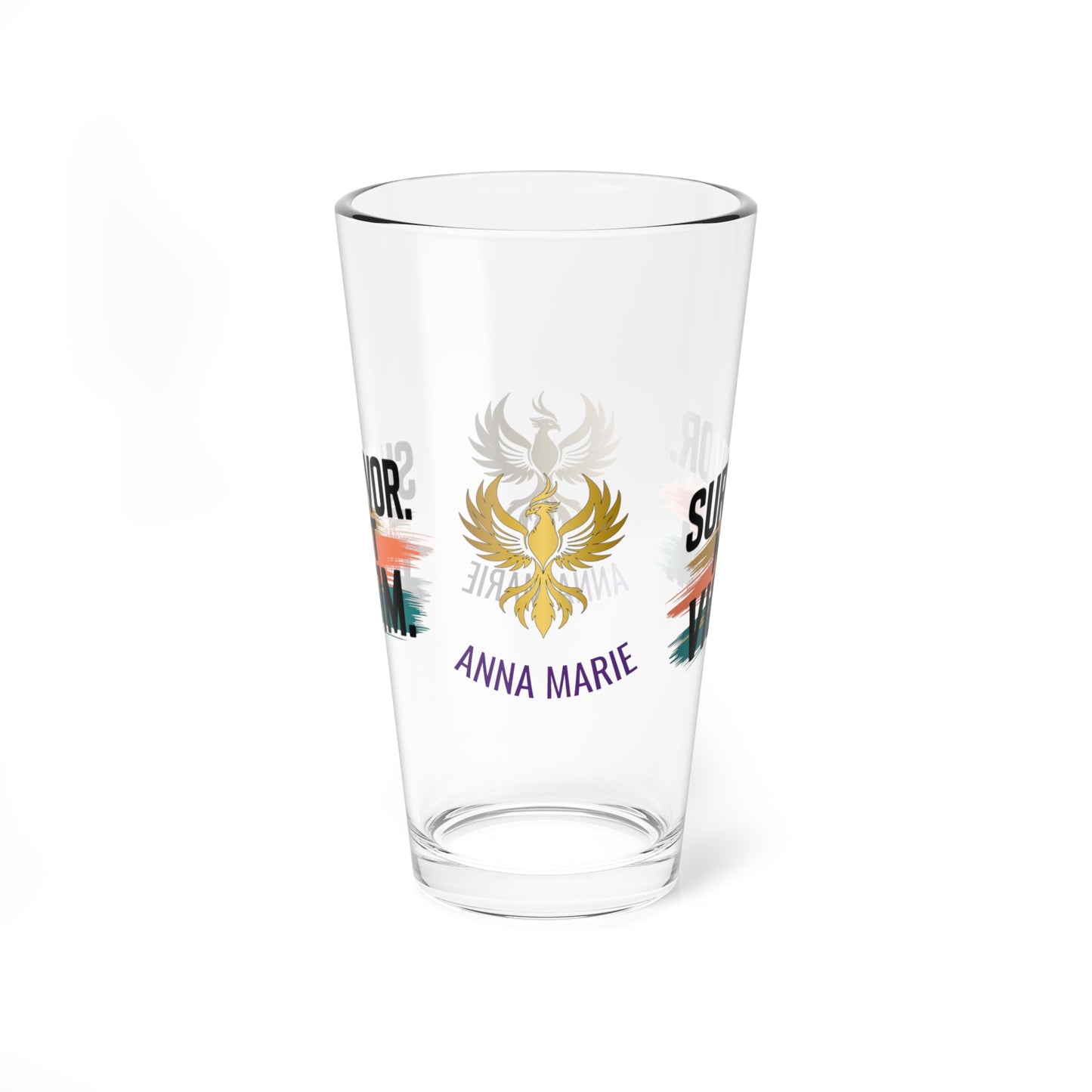 Rise & Reclaim Pint Glass – Survivor. Not Victim | Empowerment Drinkware for Survivors - MySisterIsASurvivor