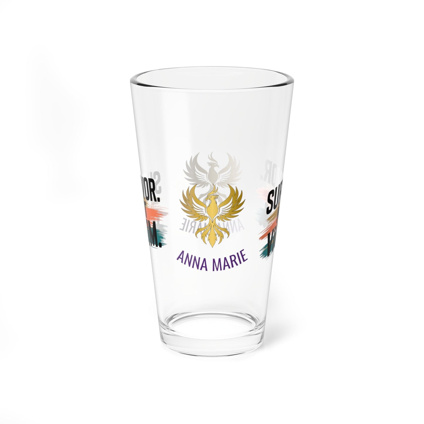 Rise & Reclaim Pint Glass – Survivor. Not Victim | Empowerment Drinkware for Survivors - MySisterIsASurvivor