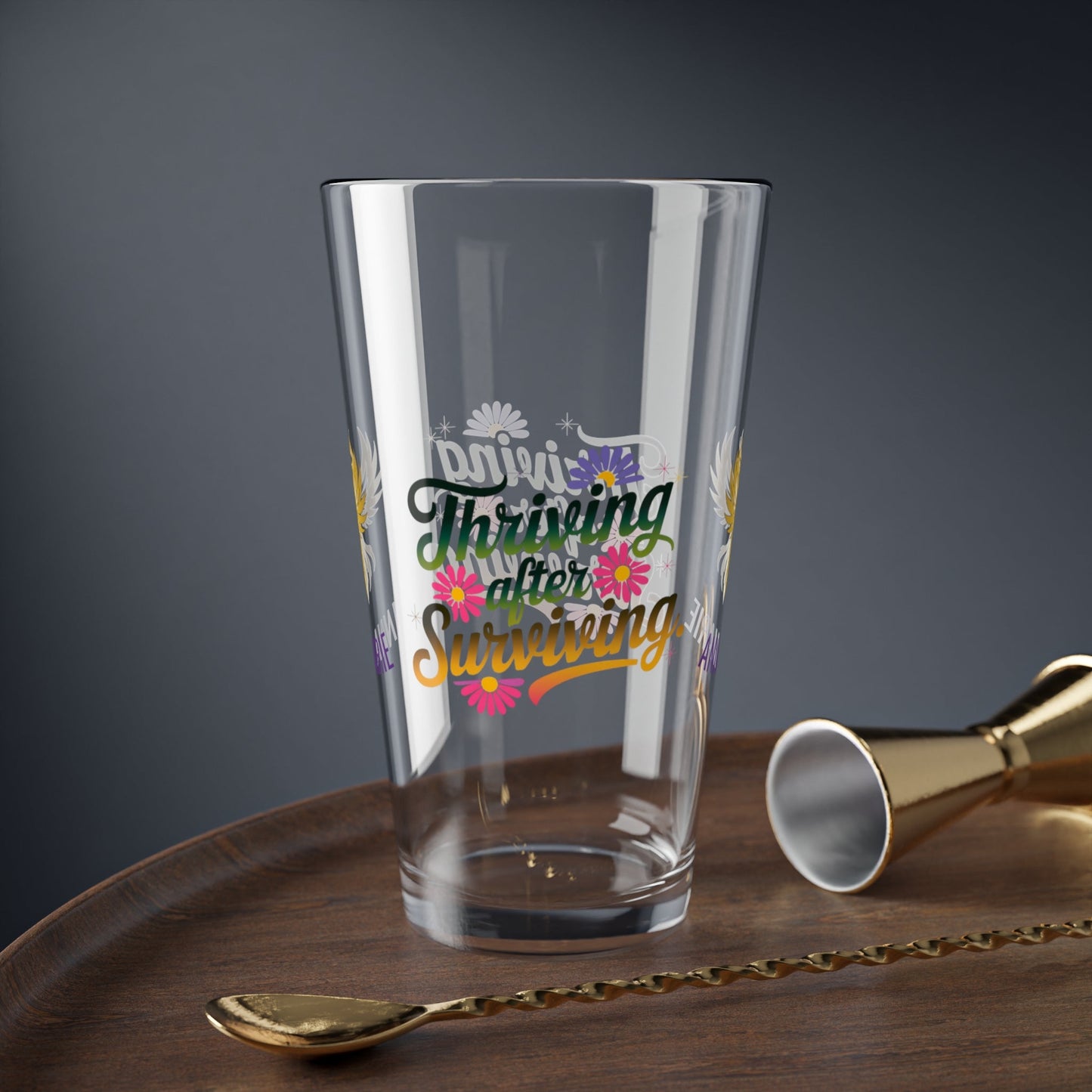 Rise & Reclaim Pint Glass – Thriving After Surviving | PTSD Recovery and Empowerment Gift - MySisterIsASurvivor