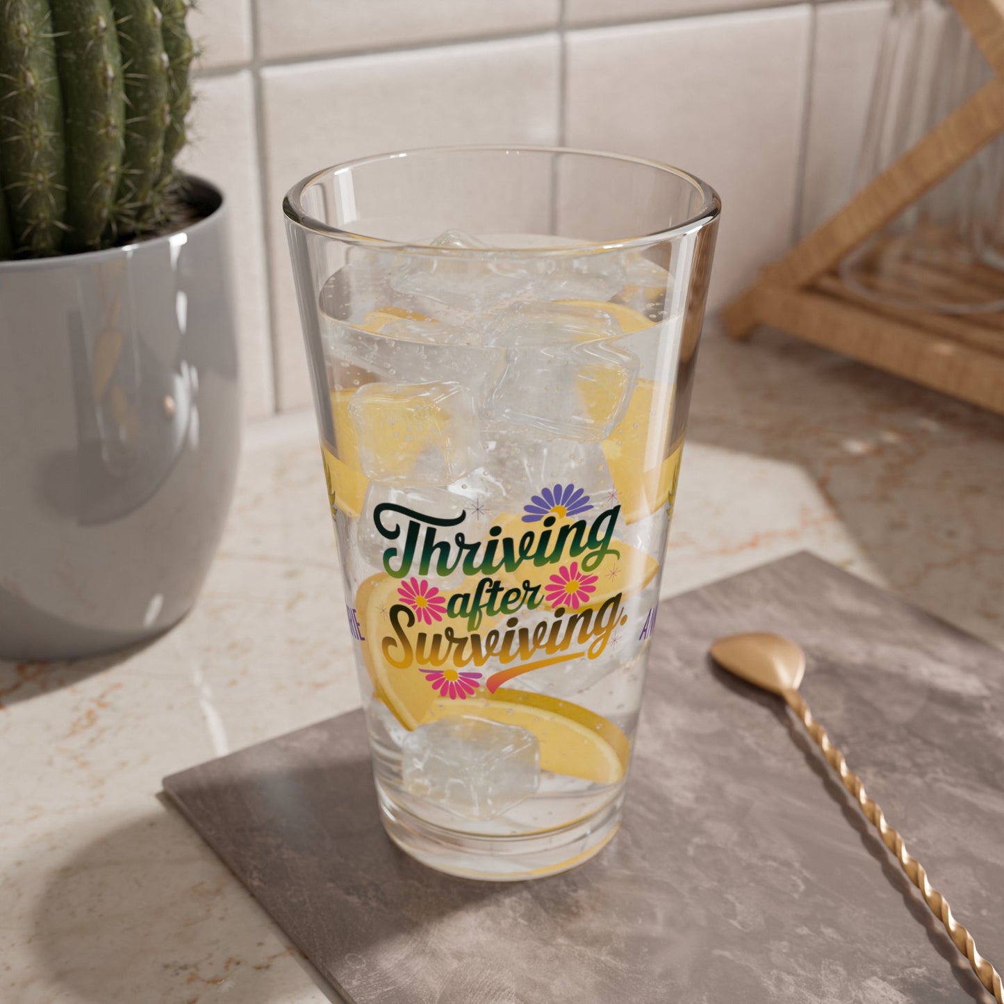 Rise & Reclaim Pint Glass – Thriving After Surviving | PTSD Recovery and Empowerment Gift - MySisterIsASurvivor