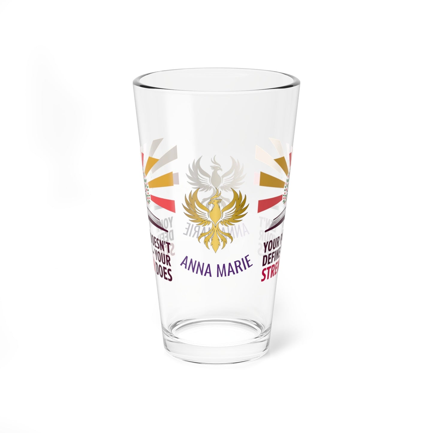 Rise & Reclaim Pint Glass – Your Past Doesn’t Define You – Your Strength Does | Trauma Recovery