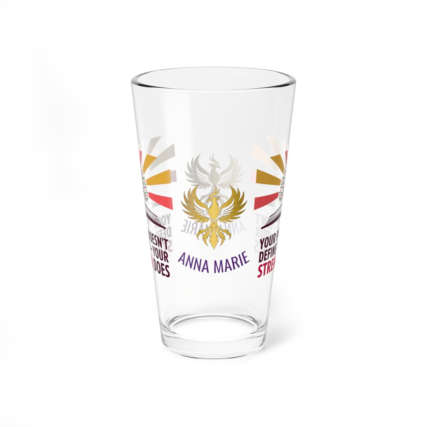 Rise & Reclaim Pint Glass – Your Past Doesn’t Define You – Your Strength Does | Trauma Recovery