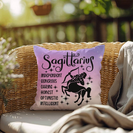 Shop our sagittarius indoor outdoor pillow featuring the 18" x 18" style option from MySisterIsASurvivor.