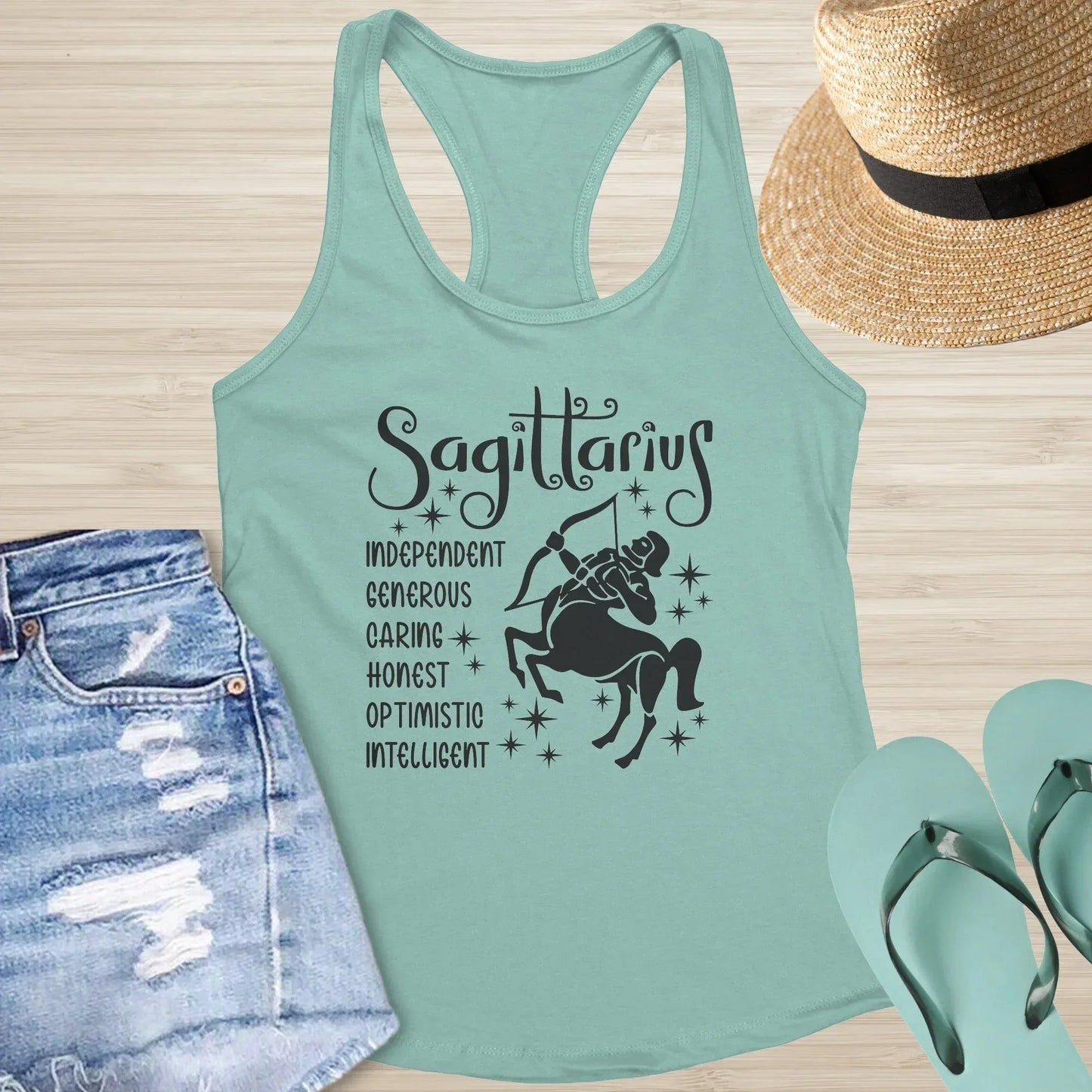 Shop our sagittarius zodiac racerback tank featuring the Hot Pink style option from MySisterIsASurvivor.