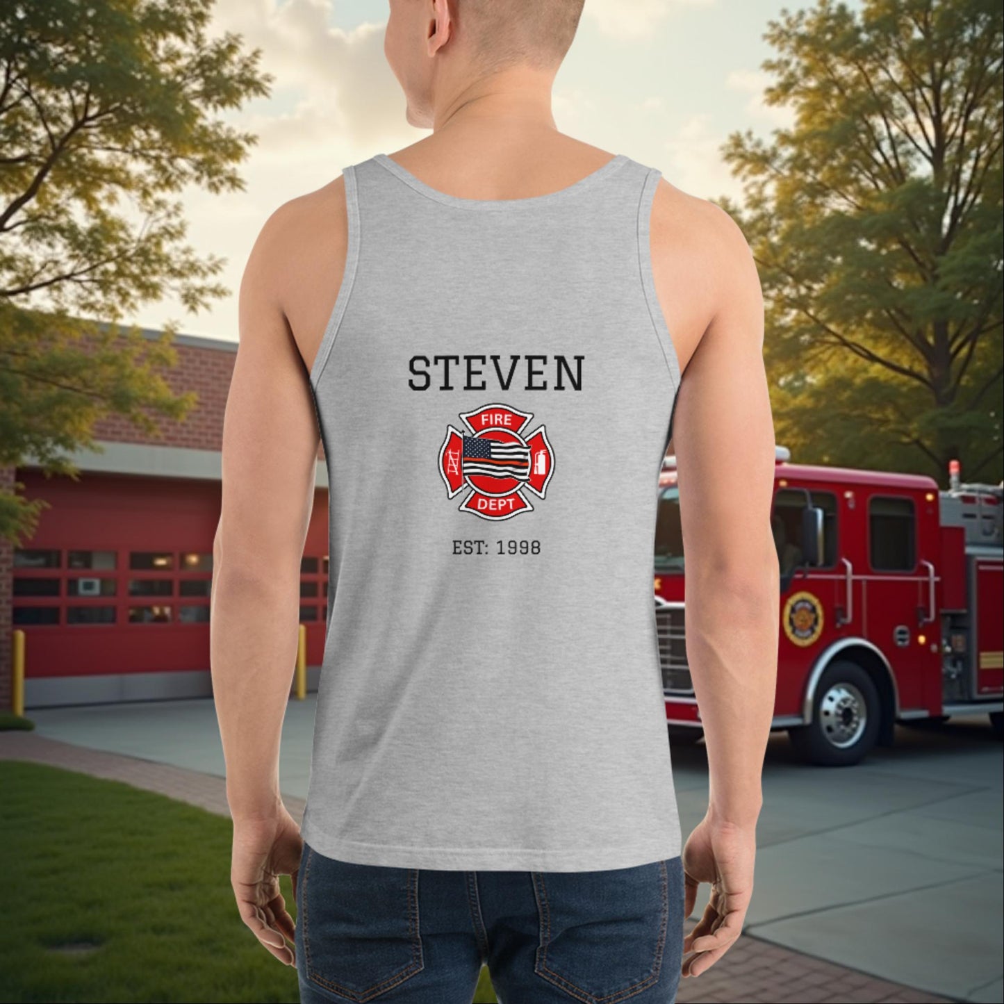 Saving Lives Starts With Ours - Personalized Firefighter Mental Health Awareness Tank, Custom Support Gift - MySisterIsASurvivor
