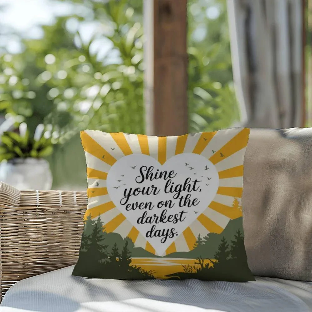 Shop our premium shine your light self care pillow from MySisterIsASurvivor.