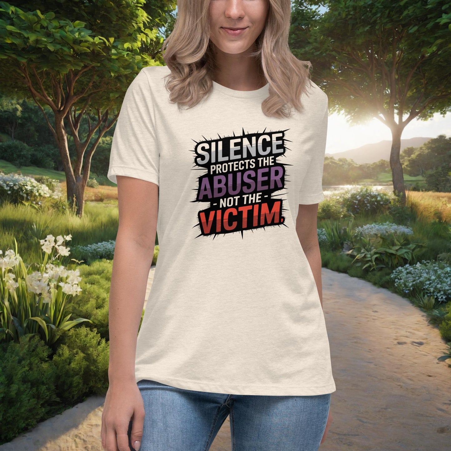 Silence Protects The Abuser Women's Relaxed T-Shirt, Personalized Speak Out Against Domestic Violence & Abuse Shirt - MySisterIsASurvivor