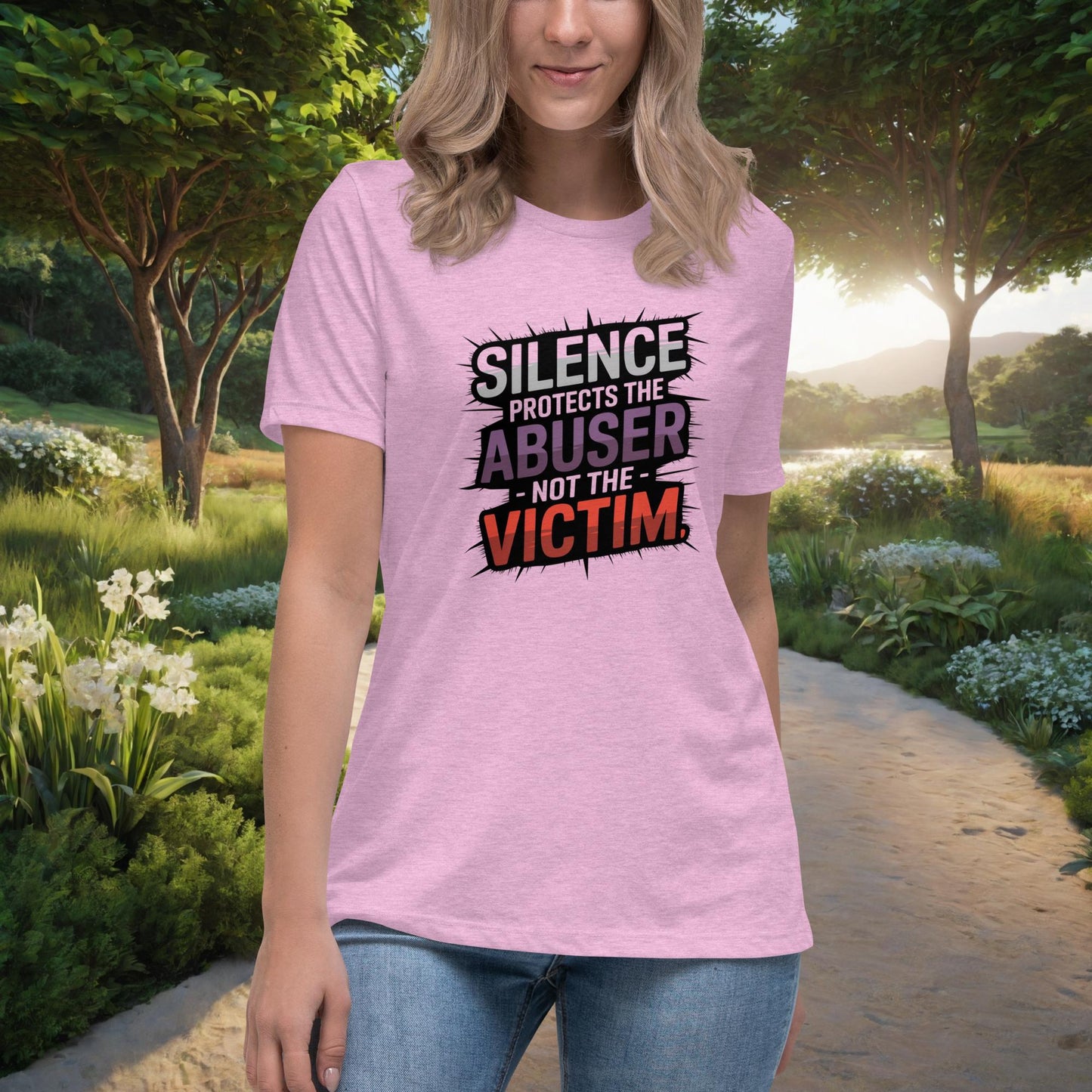 Silence Protects The Abuser Women's Relaxed T-Shirt, Personalized Speak Out Against Domestic Violence & Abuse Shirt - MySisterIsASurvivor
