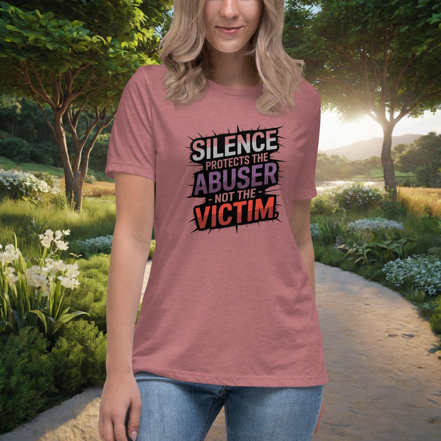Silence Protects The Abuser Women's Relaxed T-Shirt, Personalized Speak Out Against Domestic Violence & Abuse Shirt - MySisterIsASurvivor