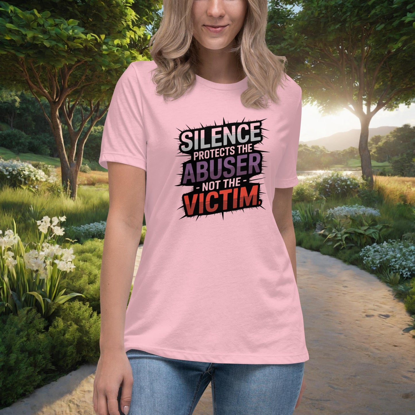 Silence Protects The Abuser Women's Relaxed T-Shirt, Personalized Speak Out Against Domestic Violence & Abuse Shirt - MySisterIsASurvivor