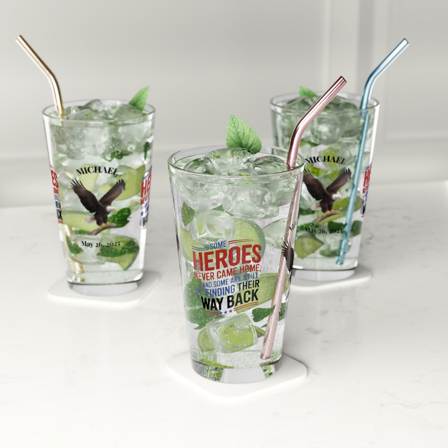 Some Heroes Never Came Home pint glass - engraved military remembrance gift for veterans and families