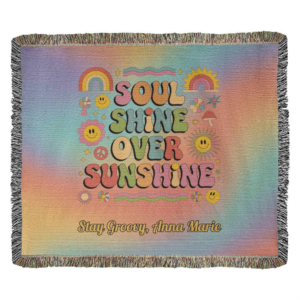 Soul Shine Over Sunshine Blanket - Retro Throw for Self - Love & Emotional Wellness - MySisterIsASurvivor