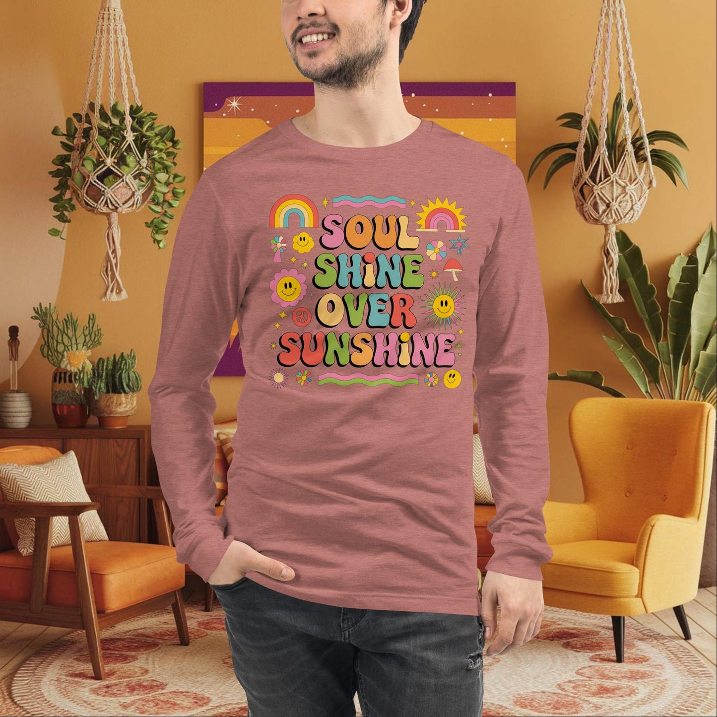 Soul Shine Over Sunshine Long Sleeve Tee - Healing & Spiritual Self - Care Shirt - MySisterIsASurvivor