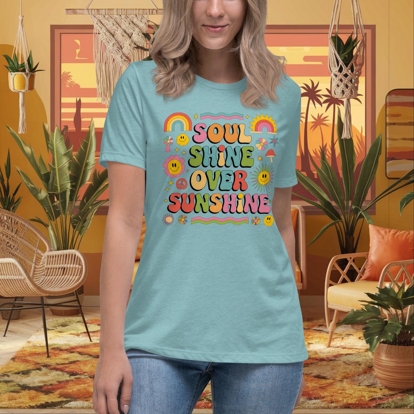 Soul Shine Over Sunshine Women’s Relaxed T-Shirt - Spiritual Wellness Tee - MySisterIsASurvivor