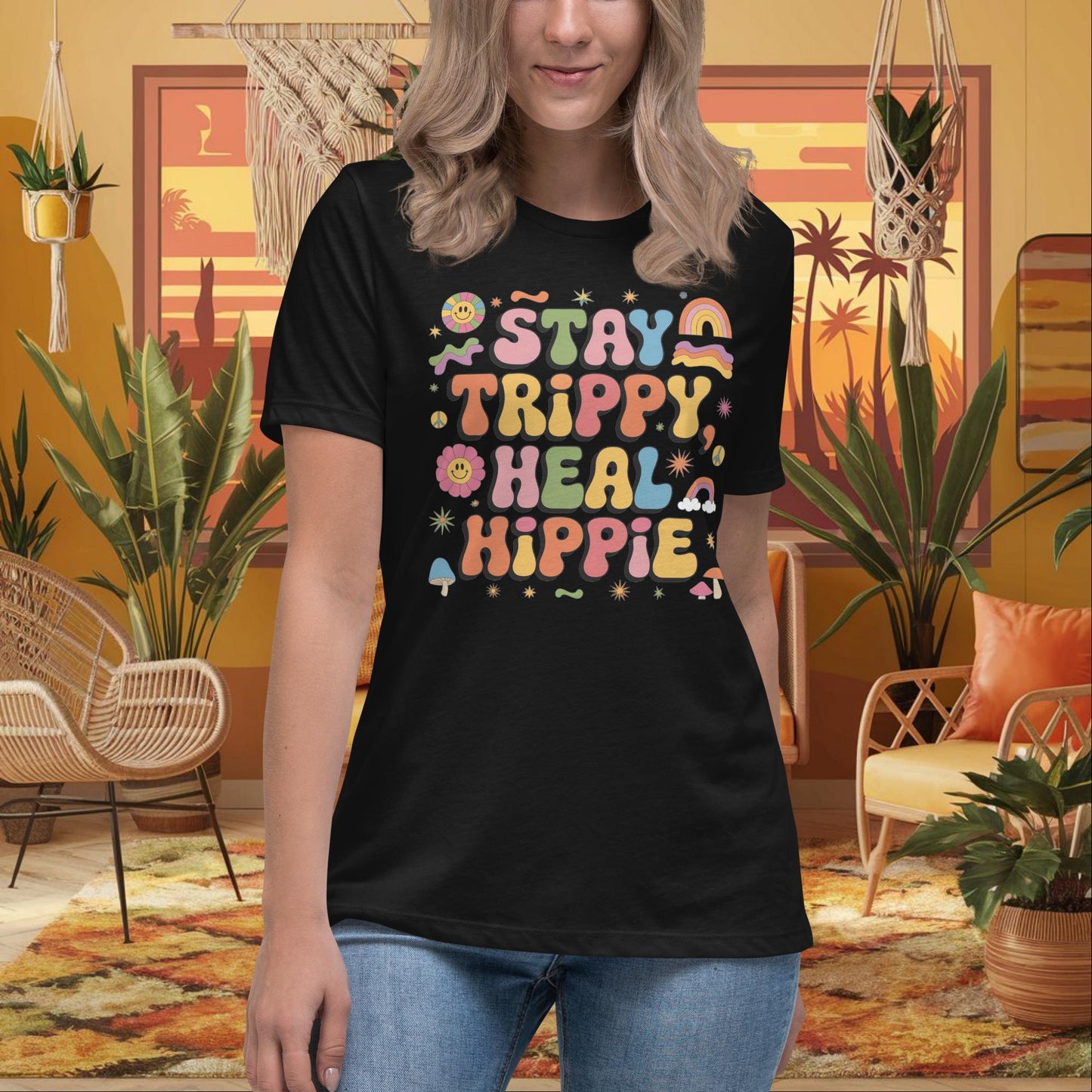 Stay Trippy, Heal Hippie Women’s Relaxed T-Shirt - Healing & Support Shirt - MySisterIsASurvivor