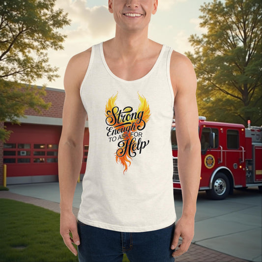 Strong Enough To Ask For Help - Personalized Firefighter Empowerment Tank, Mental Health Support Gift - MySisterIsASurvivor