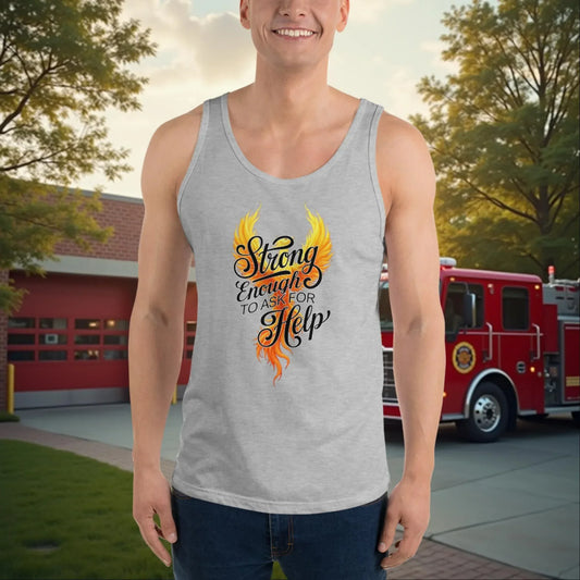 Strong Enough To Ask For Help - Personalized Firefighter Empowerment Tank, Mental Health Support Gift - MySisterIsASurvivor