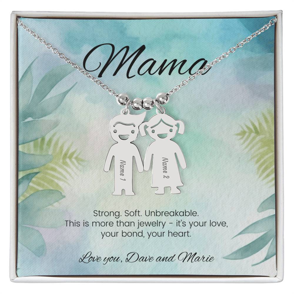 Strong soft unbreakable engraved kids charm necklace empowering gift for mom or caregiver - MySisterIsASurvivor