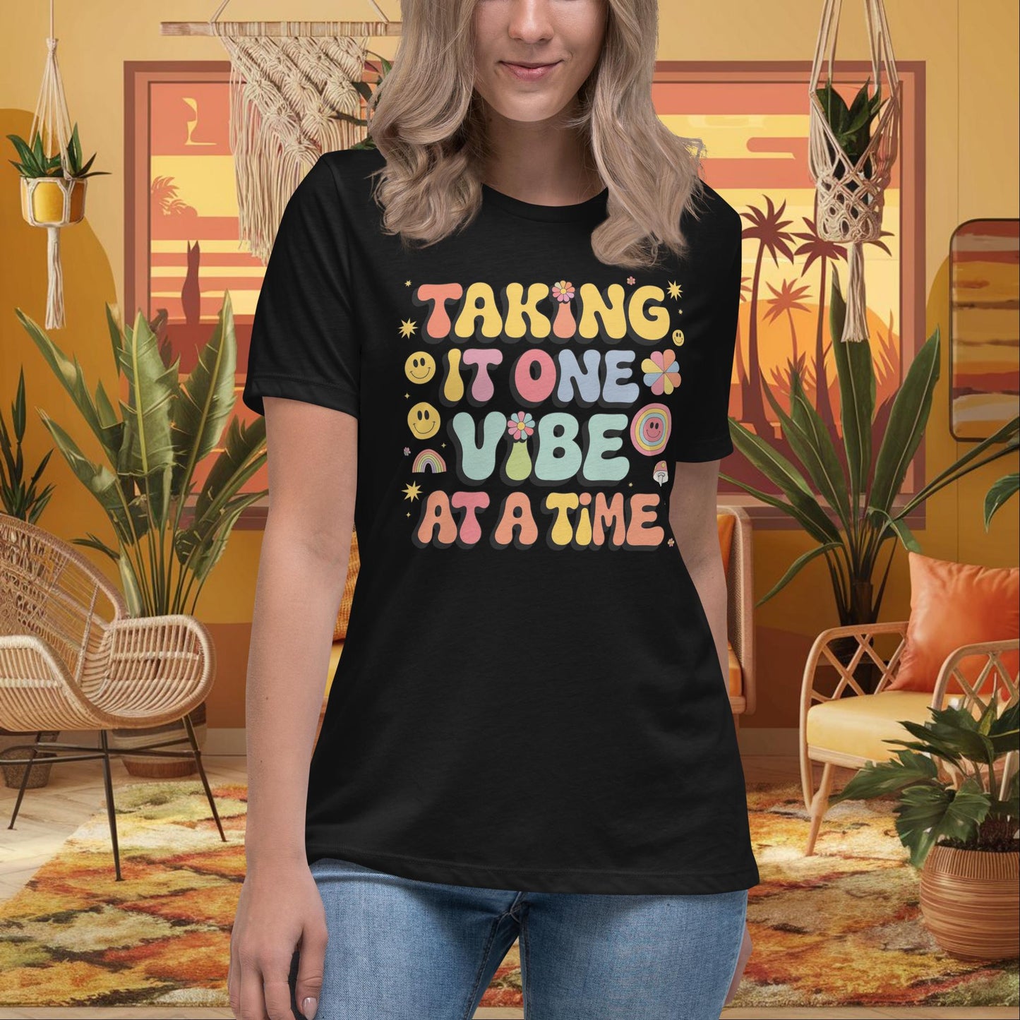 Taking It One Vibe at a Time Women’s Relaxed T-Shirt - Emotional Wellness Tee - MySisterIsASurvivor