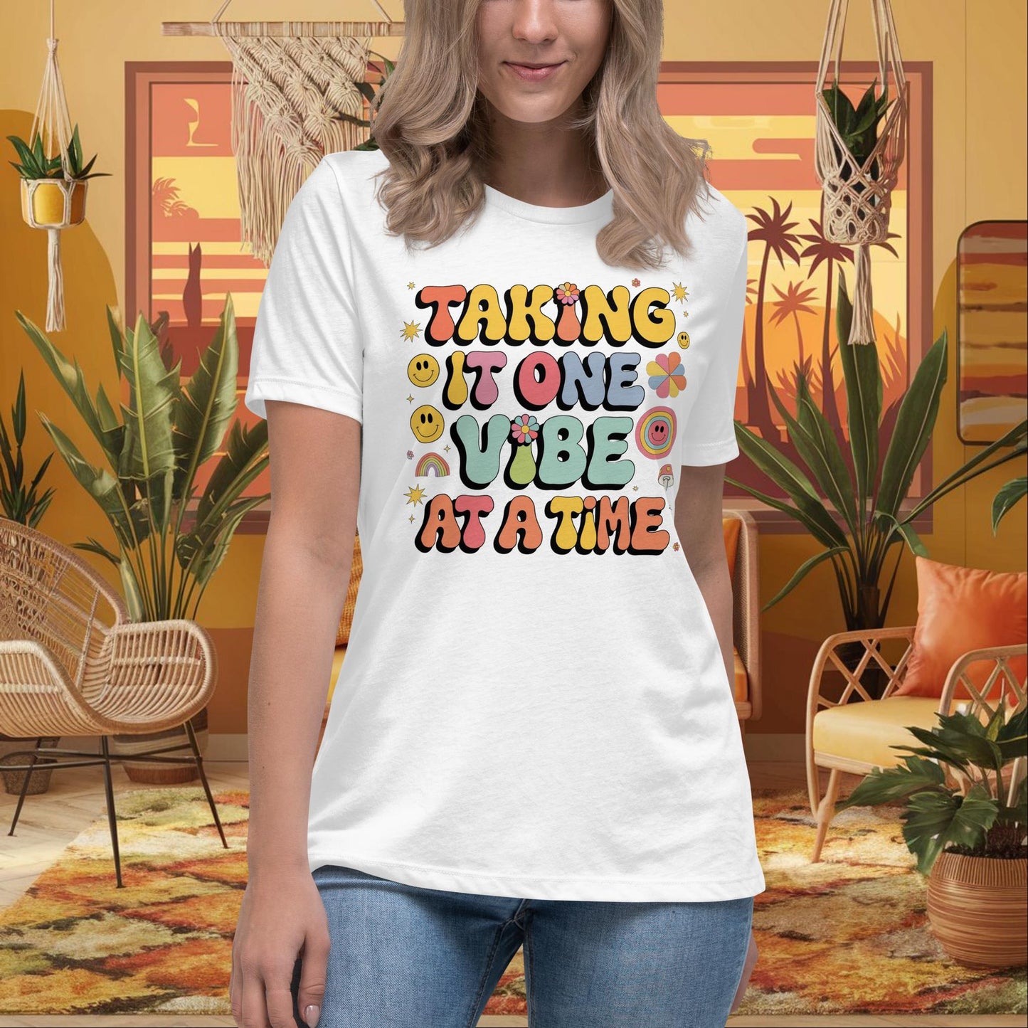 Taking It One Vibe at a Time Women’s Relaxed T-Shirt - Emotional Wellness Tee - MySisterIsASurvivor