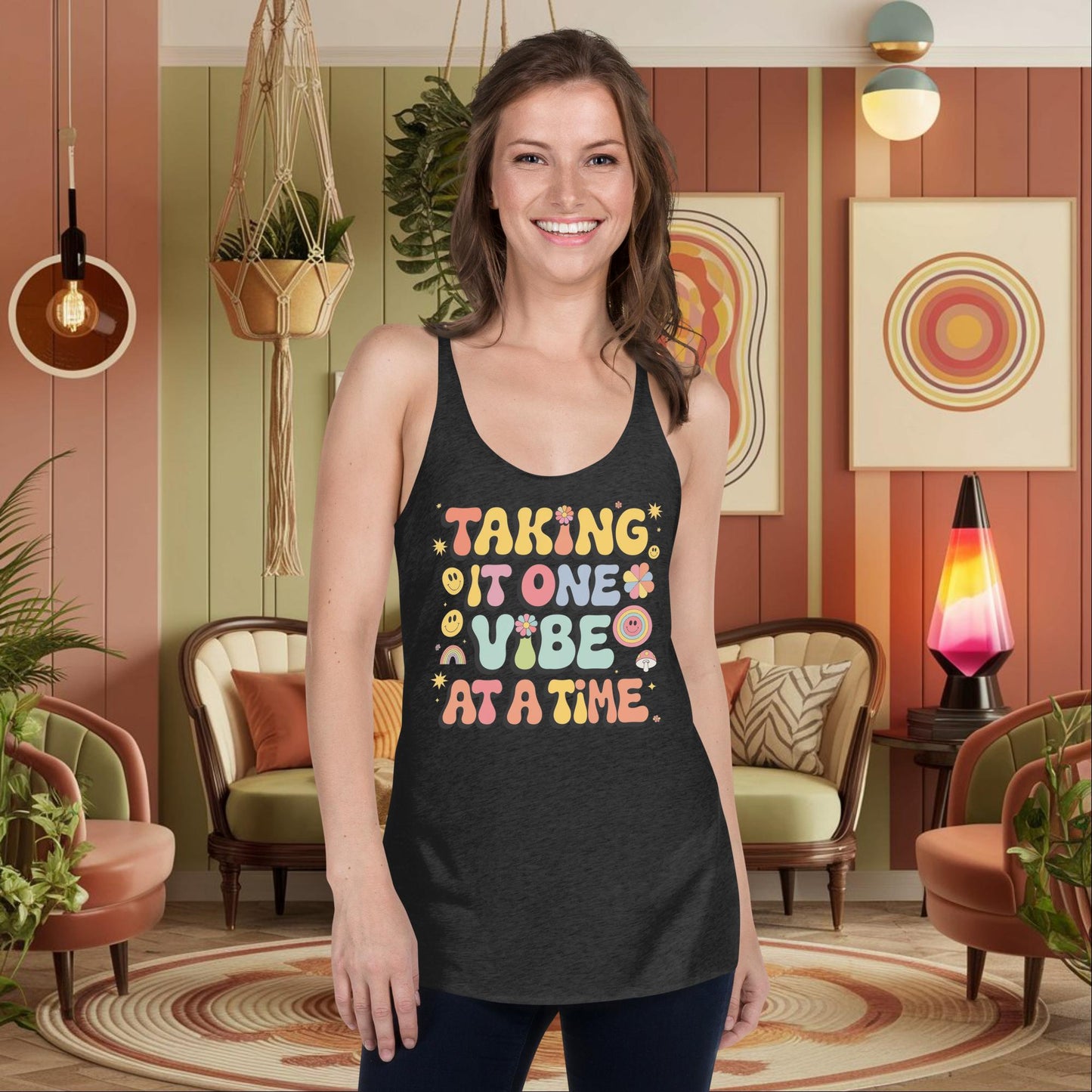 Taking It One Vibe at a Time Women’s Tank - Retro Self - Care Shirt - MySisterIsASurvivor