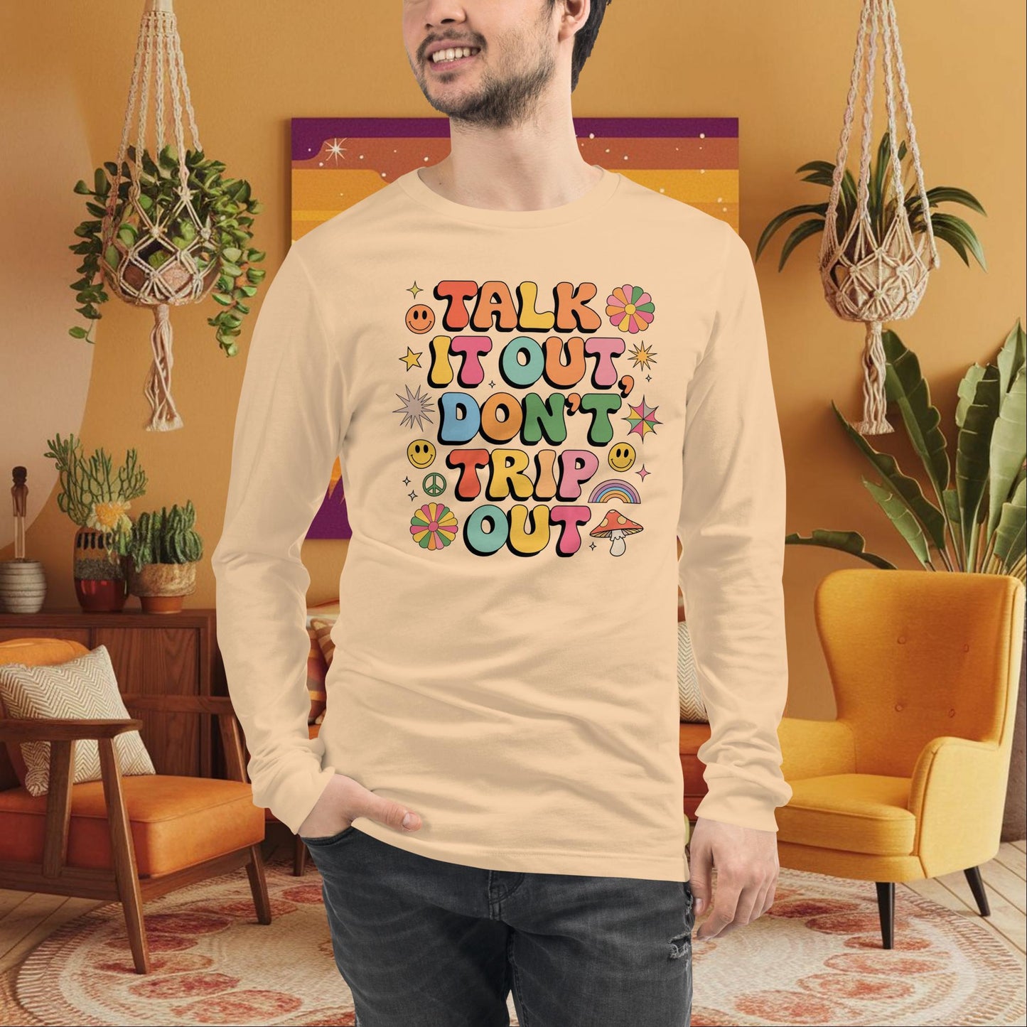 Talk It Out Don’t Trip Out Long Sleeve Tee - Honest Conversations & Support - MySisterIsASurvivor