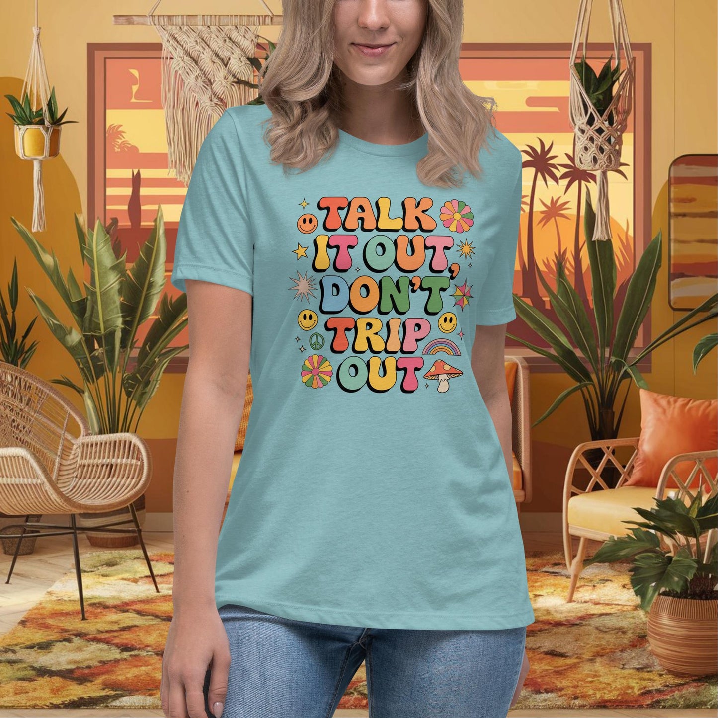 Talk It Out Don’t Trip Out Women’s Relaxed T-Shirt - Therapy Support Tee - MySisterIsASurvivor