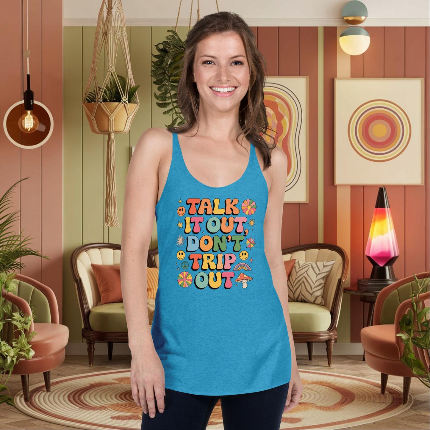 Talk It Out Don’t Trip Out Women’s Tank - Mental Health Affirmation Shirt - MySisterIsASurvivor
