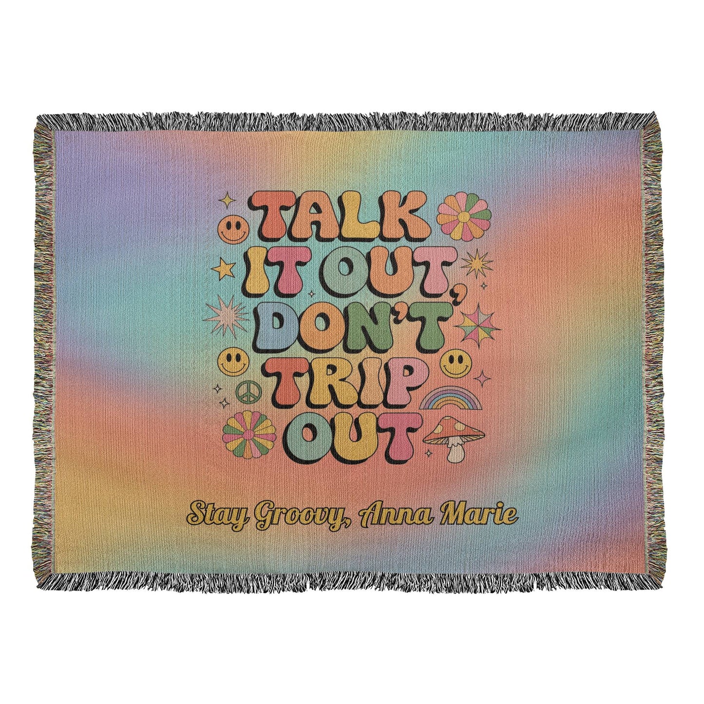 Talk It Out Don’t Trip Out Woven Blanket - Therapy Affirmation Throw - MySisterIsASurvivor