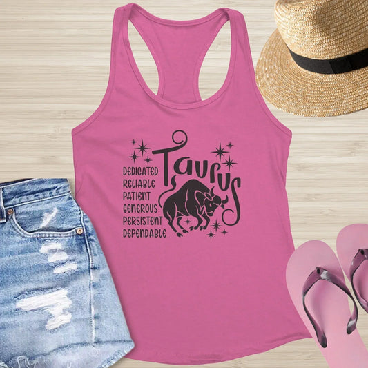 Taurus Racerback Tank - Grounding Zodiac Tank for Mental Clarity & Resilience - MySisterIsASurvivor