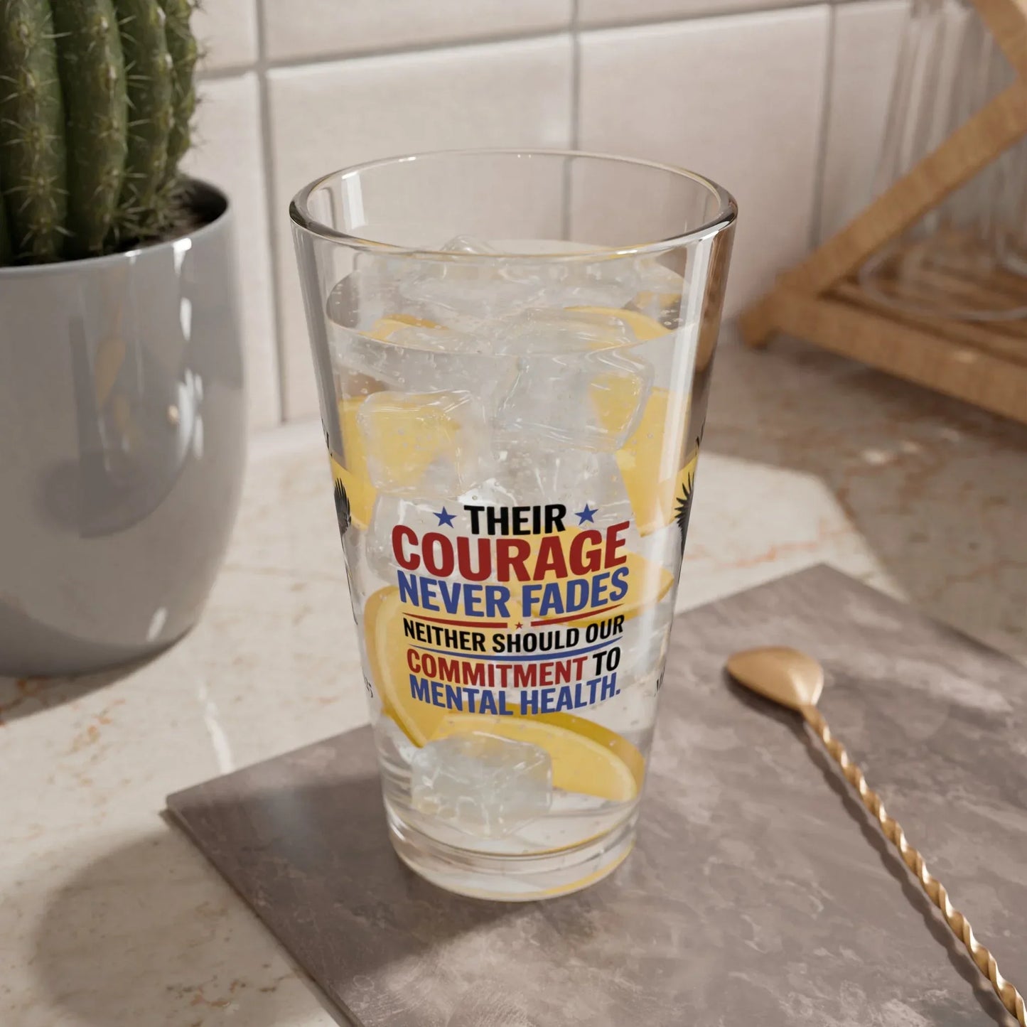 Shop our premium personalized memorial day pint glass their courage never fades from MySisterIsASurvivor.