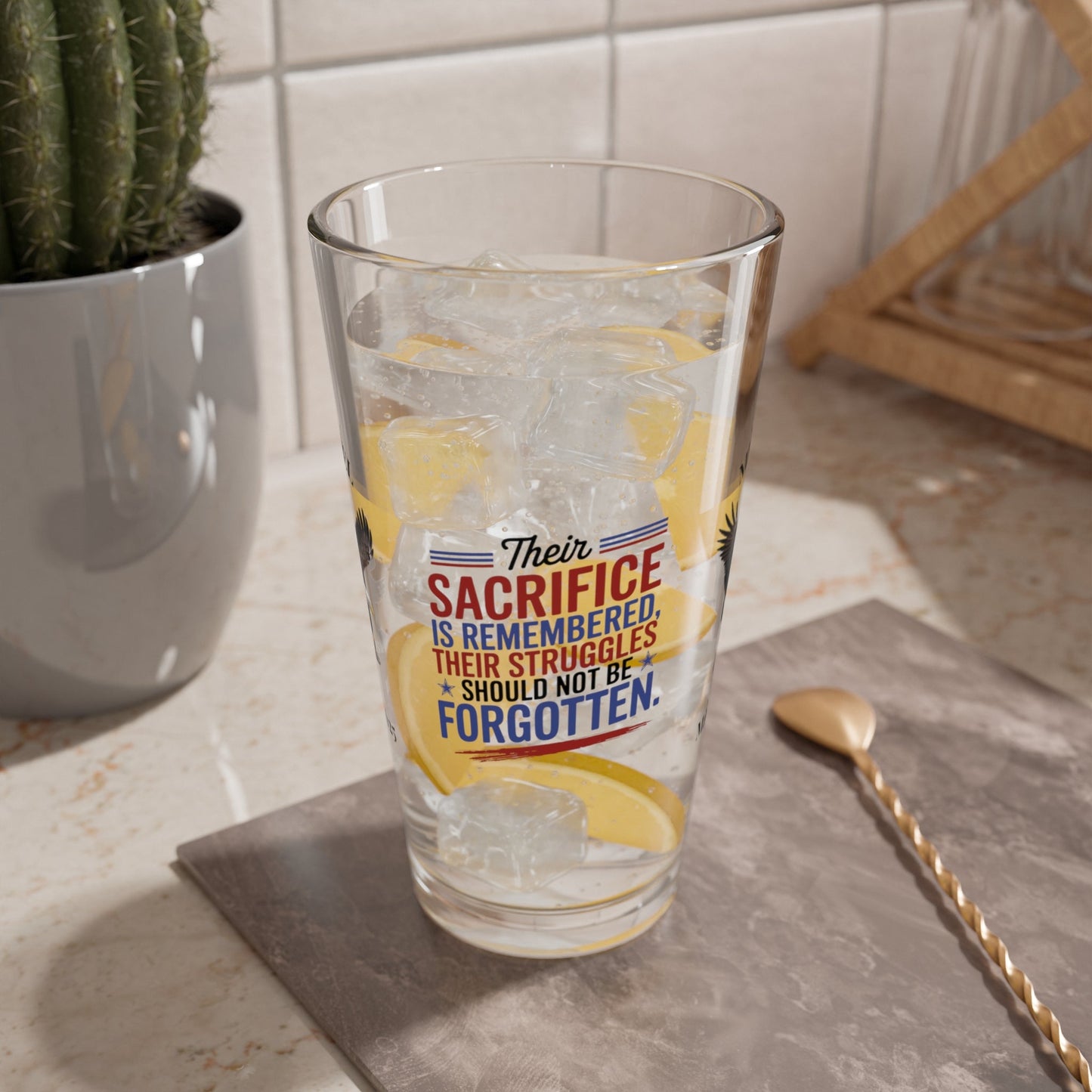 Their Sacrifice Is Remembered pint glass - personalized gift for honoring soldiers on Memorial Day