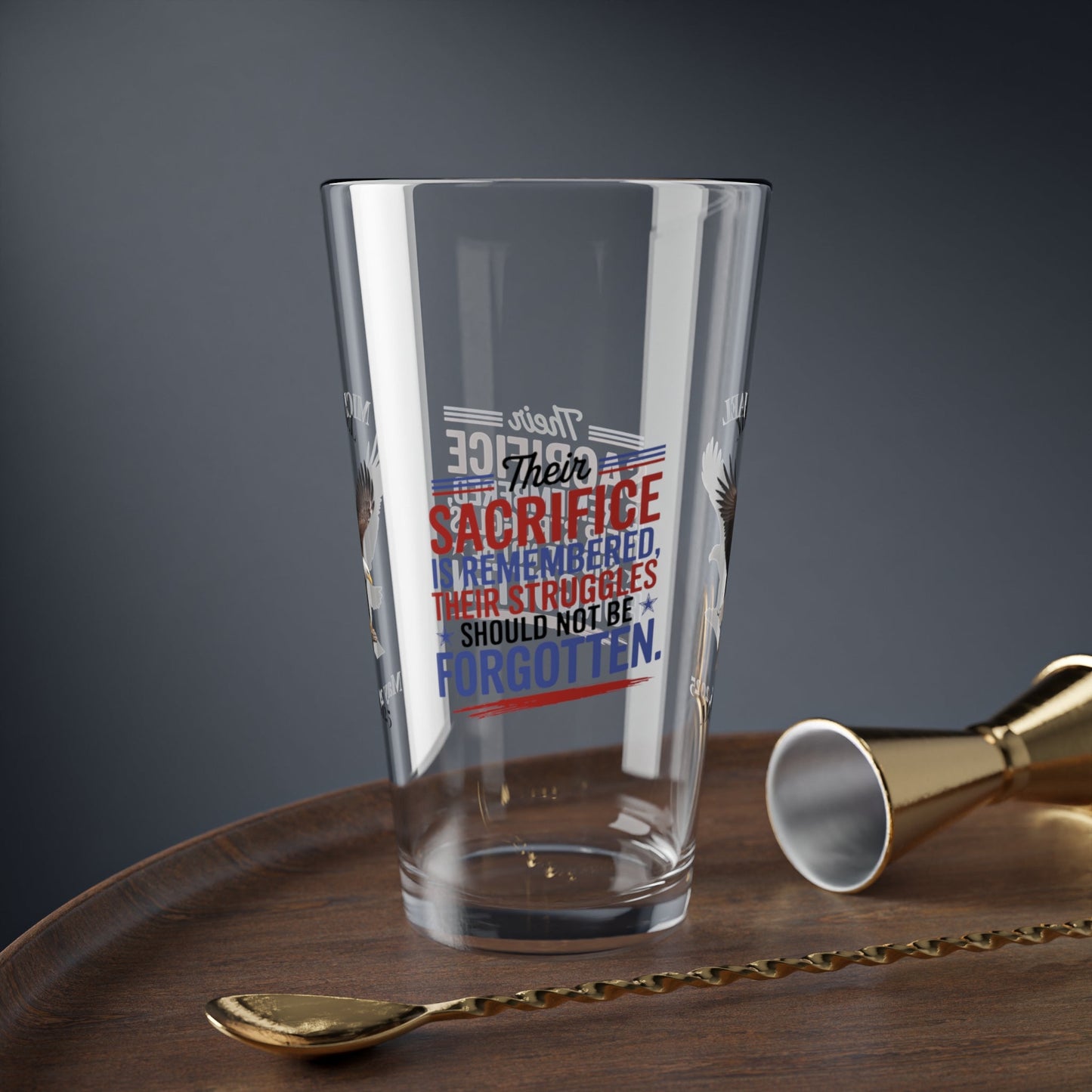 Their Sacrifice Is Remembered pint glass - personalized gift for honoring soldiers on Memorial Day