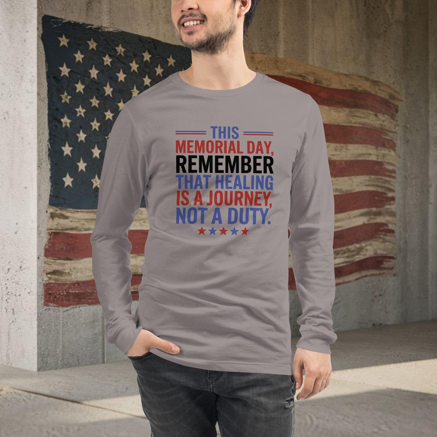 This Memorial Day, Healing Is a Journey Long Sleeve T-Shirt - Personalized Memorial Day Shirt for PTSD Awareness & Mental Health Support - MySisterIsASurvivor