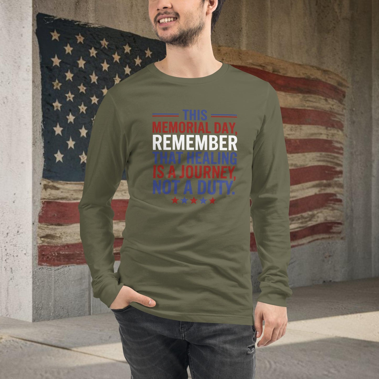 This Memorial Day, Healing Is a Journey Long Sleeve T-Shirt - Personalized Memorial Day Shirt for PTSD Awareness & Mental Health Support - MySisterIsASurvivor