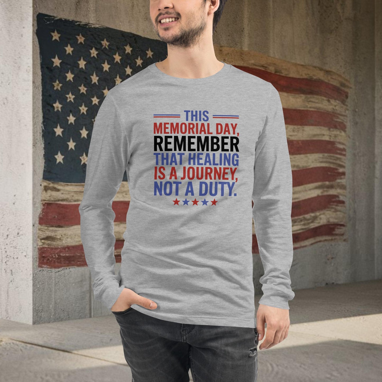 This Memorial Day, Healing Is a Journey Long Sleeve T-Shirt - Personalized Memorial Day Shirt for PTSD Awareness & Mental Health Support - MySisterIsASurvivor