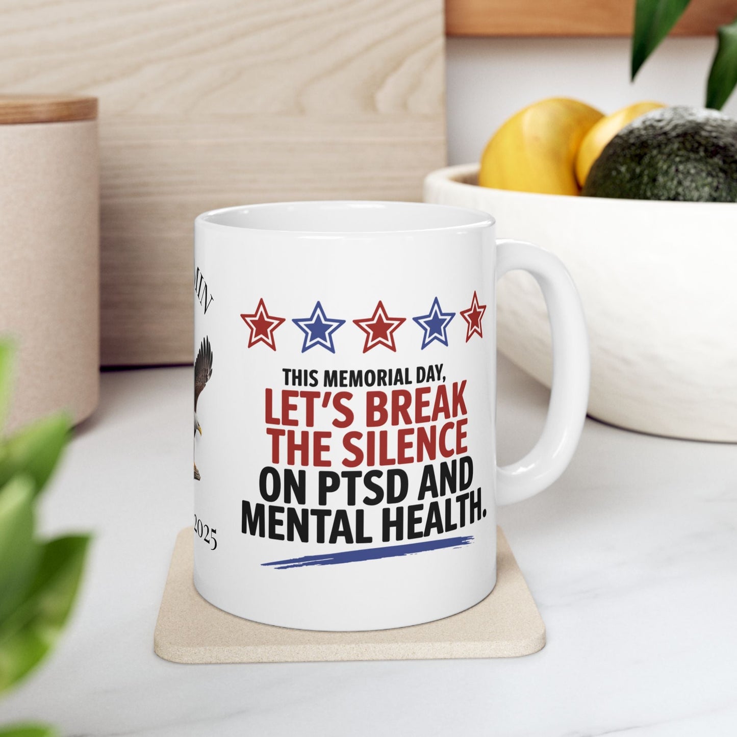 This Memorial Day, Let's Break The Silence custom mug - PTSD support, military tribute, mental health awareness