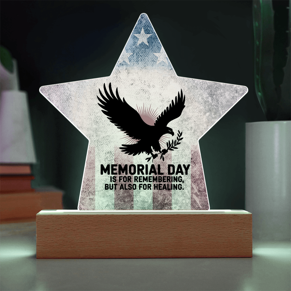 Memorial Day Is For Remembering: Printed Star 7" Acrylic Plaque: Honoring Heroes & Promoting Mental Health Awareness