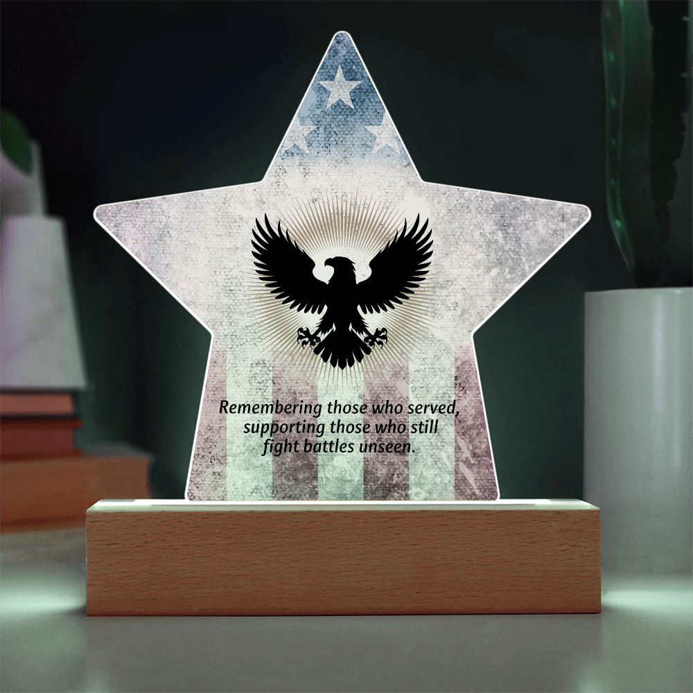 Their Sacrifice Is Remembered: Printed Star 7" Acrylic Plaque: Honoring Heroes & Promoting Mental Health Awareness