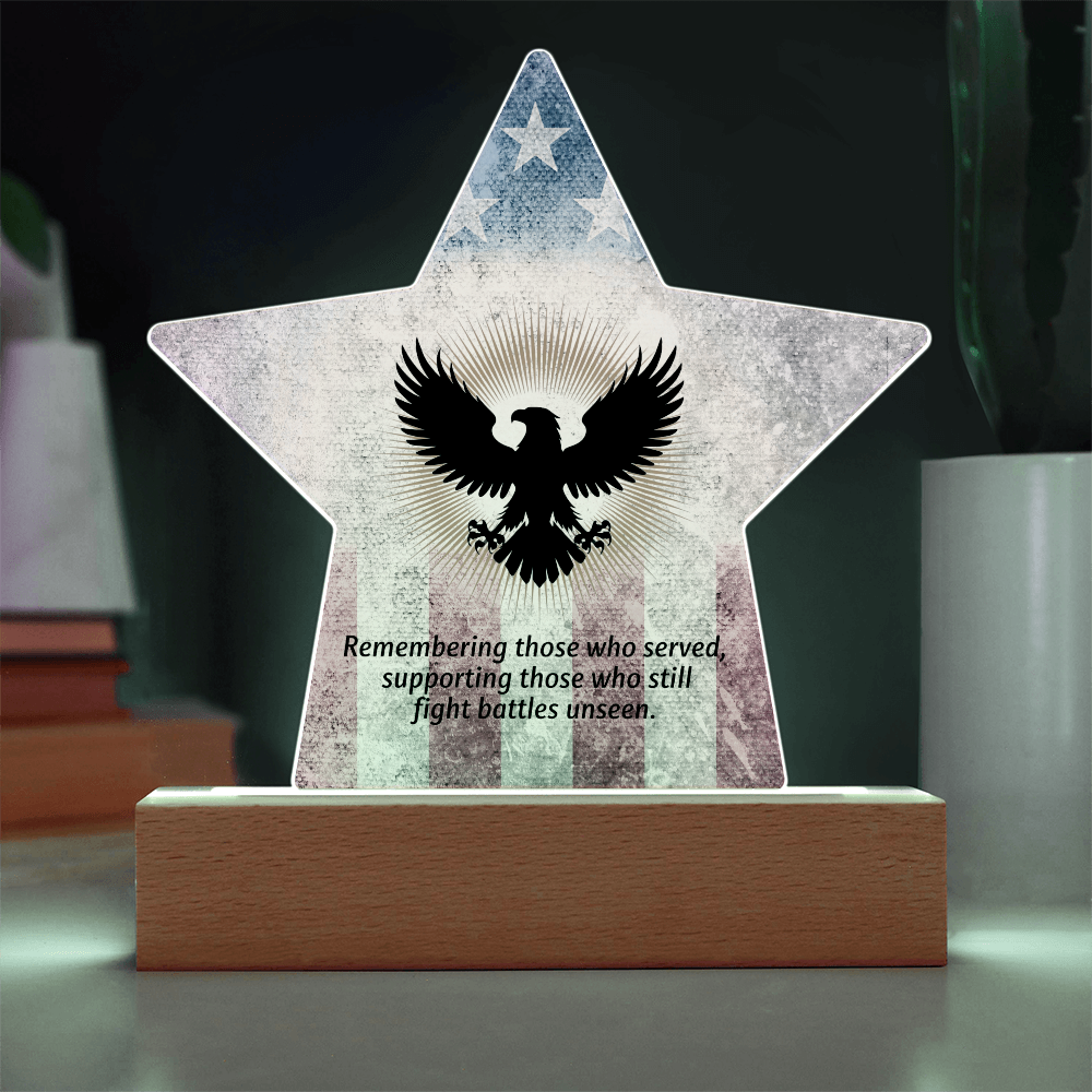 Remembering Those Who Served: Printed Star 7" Acrylic Plaque: Honoring Heroes & Promoting Mental Health Awareness