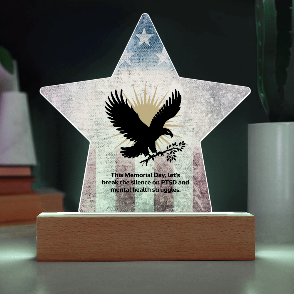 This Memorial Day, Let’s Break The Silence: Printed Star 7" Acrylic Plaque: Honoring Heroes & Promoting Mental Health Awareness