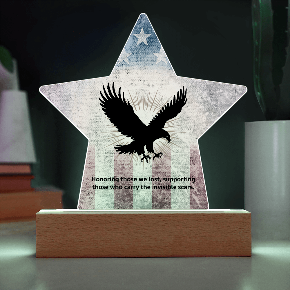 Honoring Those We Lost: Printed Star 7" Acrylic Plaque: Honoring Heroes & Promoting Mental Health Awareness