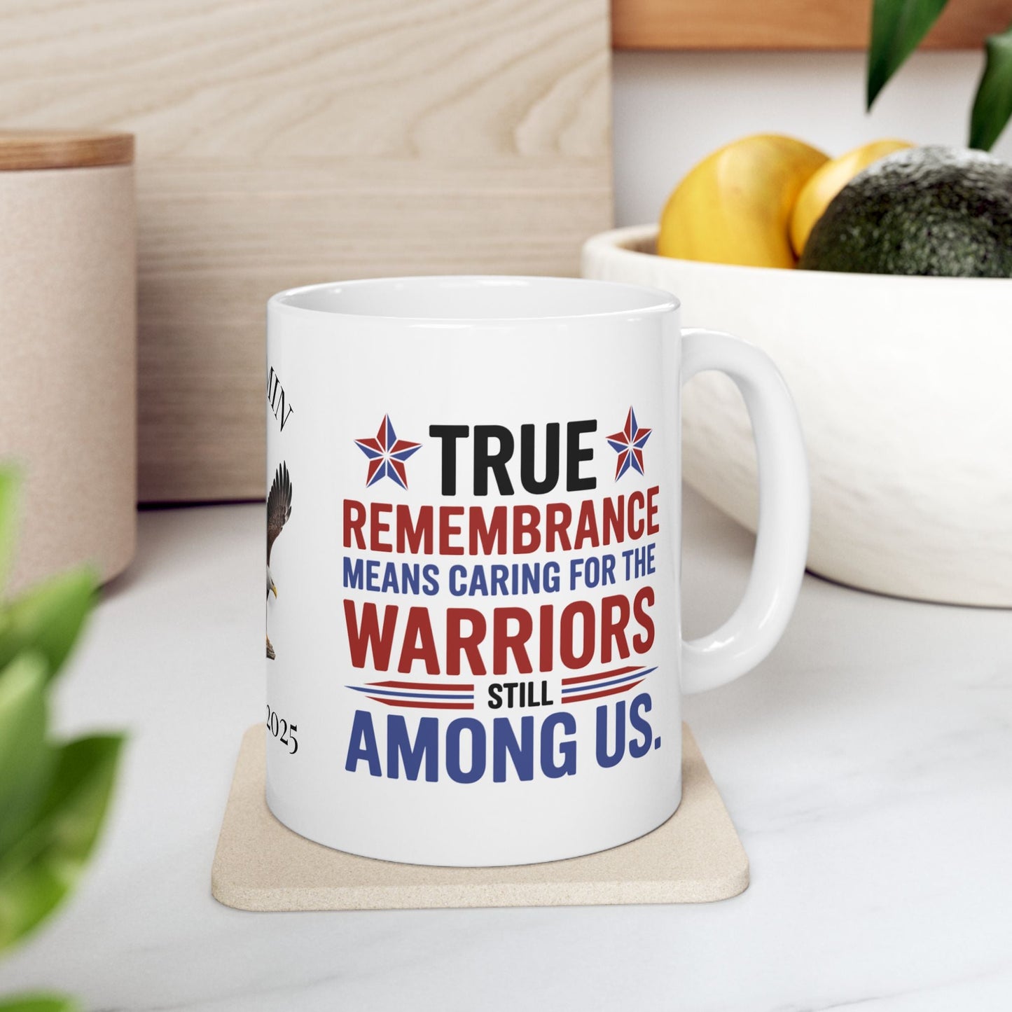 True Remembrance Means Caring custom Memorial Day mug - PTSD support, veteran memorial tribute