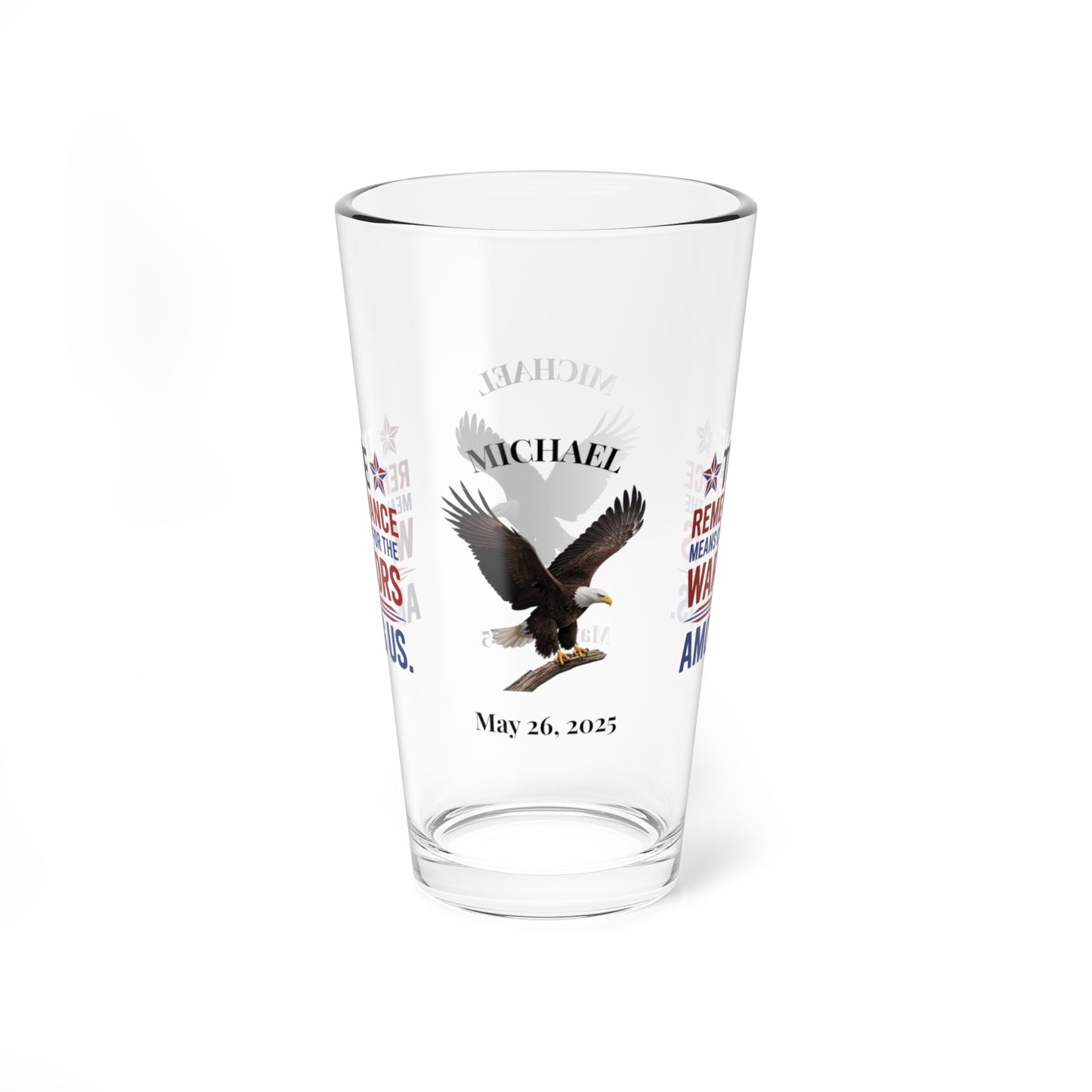 True Remembrance Means Caring pint glass - custom engraved PTSD and veteran support gift