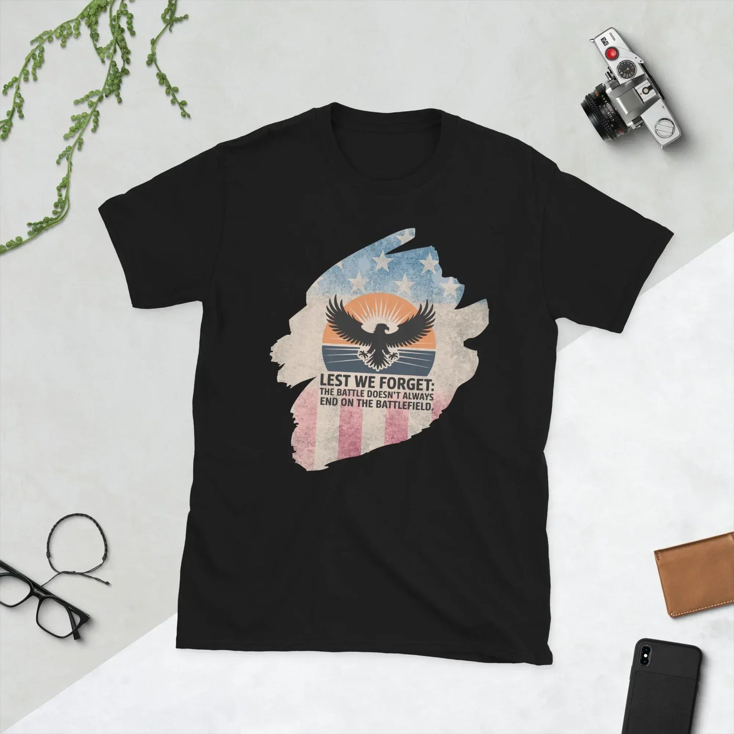 Shop our lest we forget short sleeve unisex t shirt featuring the Black style option from MySisterIsASurvivor.