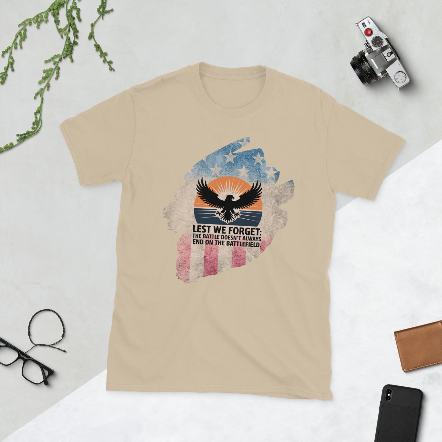 Lest We Forget T-Shirt | Veteran Tribute Gift | PTSD Awareness Shirt | Memorial Day Tee | Mental Health Support Unisex Shirt