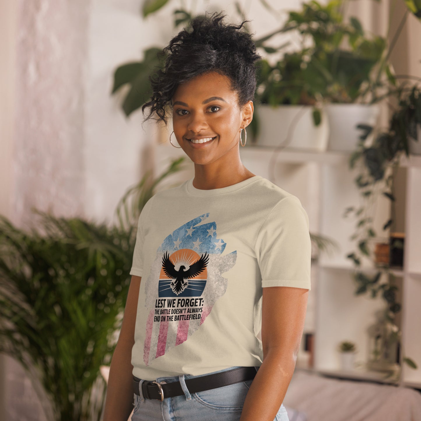 Lest We Forget T-Shirt | Veteran Tribute Gift | PTSD Awareness Shirt | Memorial Day Tee | Mental Health Support Unisex Shirt