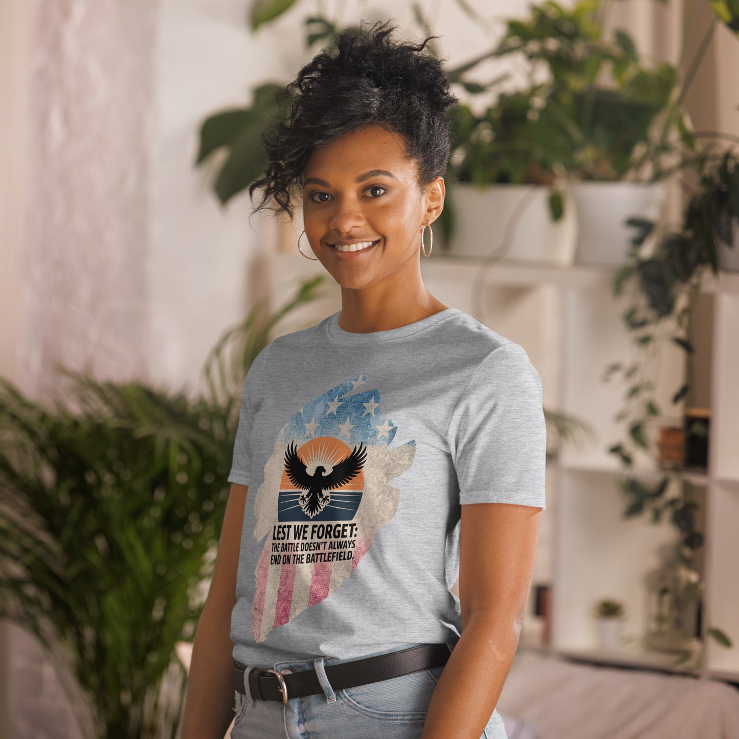 Lest We Forget T-Shirt | Veteran Tribute Gift | PTSD Awareness Shirt | Memorial Day Tee | Mental Health Support Unisex Shirt