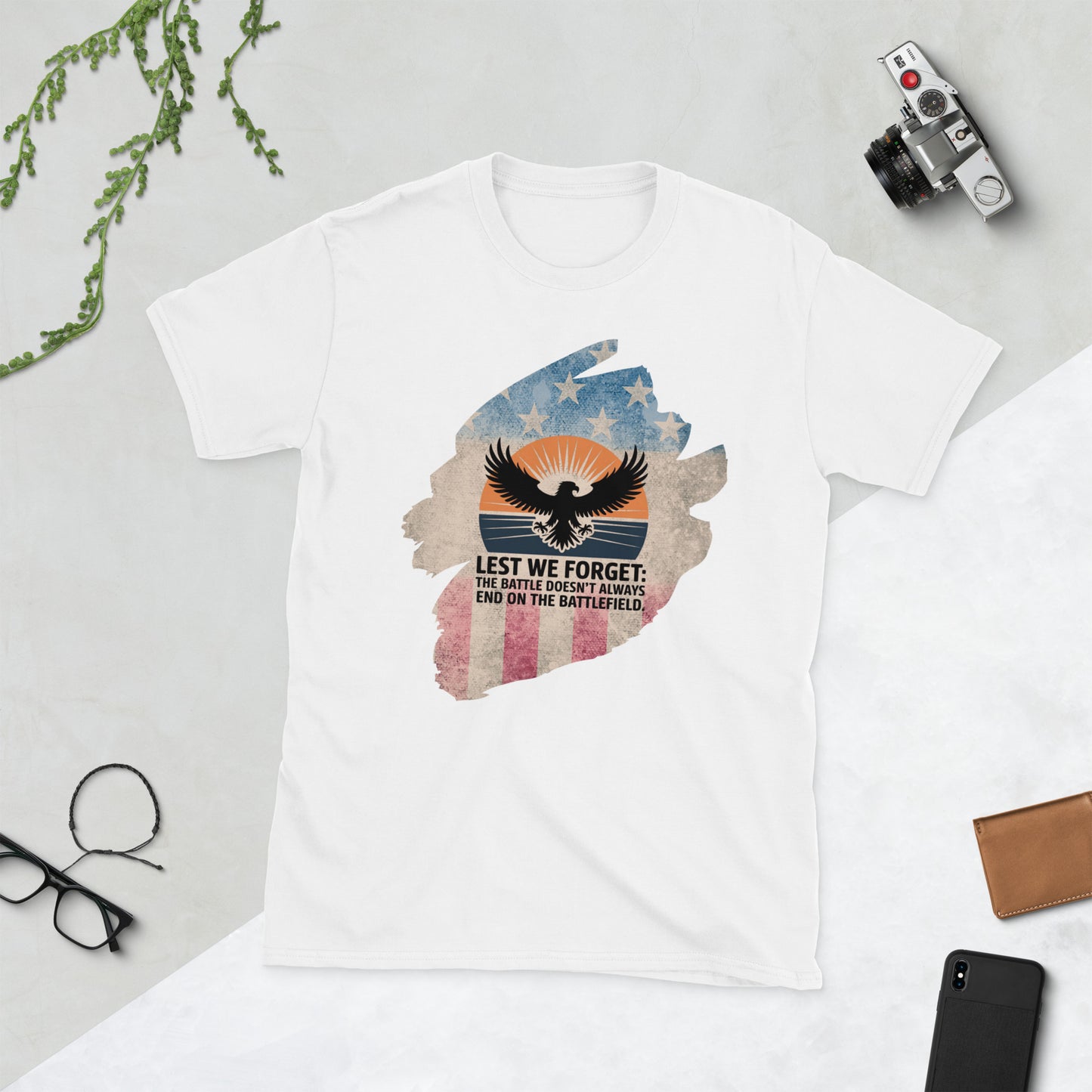 Lest We Forget T-Shirt | Veteran Tribute Gift | PTSD Awareness Shirt | Memorial Day Tee | Mental Health Support Unisex Shirt