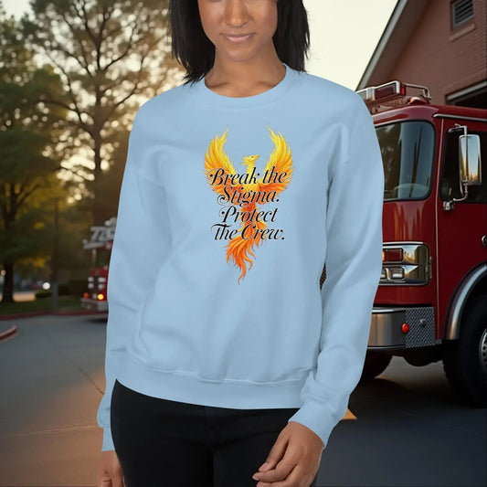 Break the Stigma Protect the Crew Firefighter PTSD Awareness and Mental Health Support Sweatshirt